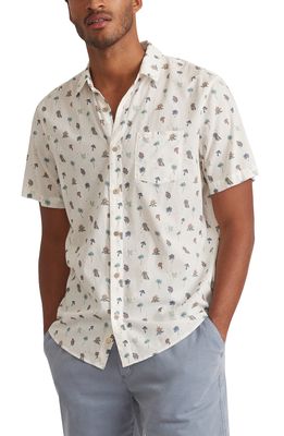 Marine Layer Print Short Sleeve Cotton Blend Button-Up Shirt in Trippy Icon Print