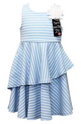 Ava & Yelly Kids' Stripe Sleeveless Dress & Hair Clip Set in Denim