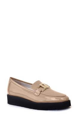 Amalfi by Rangoni Elia Patent Leather Platform Loafer in Nude Glove Patent Leather