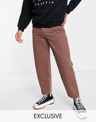 Reclaimed Vintage Inspired unisex barrel leg jeans brown