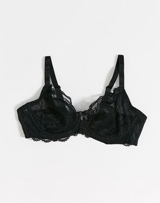 Ivory Rose fuller bust lace underwired plunge bra in black