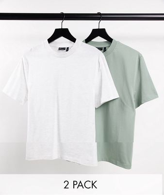 ASOS DESIGN 2 pack t-shirt with crew neck in multi