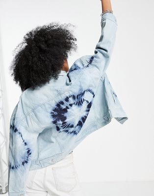 Bolongaro Trevor Sierra oversized tie dye denim jacket in light indigo-Blue