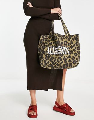 AllSaints tote bag in leopard print-Brown