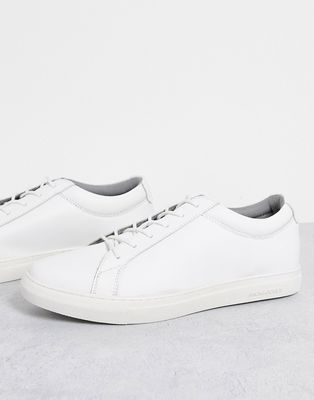 Jack & Jones leather minimal sneakers in white