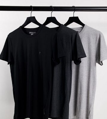 French Connection Tall 3 pack t-shirt in black
