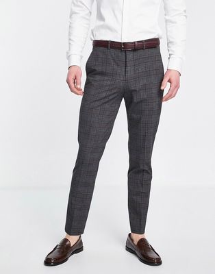 Selected Homme slim fit suit pants in dark gray plaid