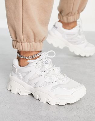 CAT Reactor lace up mix sneakers in triple white