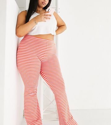 Pieces Curve flared pants in red stripe-Multi