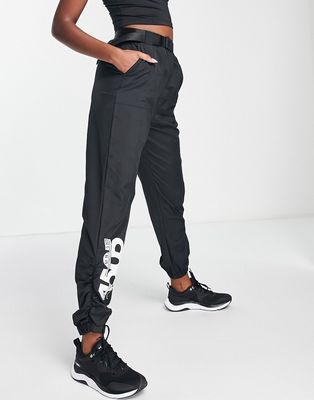 ASOS 4505 woven sweatpants with branding and buckle belt-Black