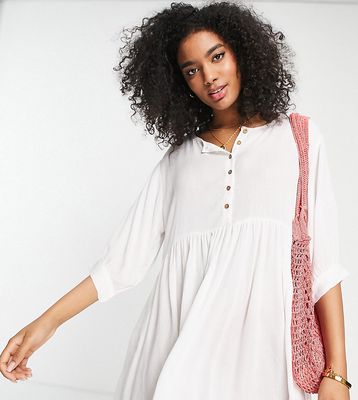 Esmee Exclusive button down swing beach dress in white
