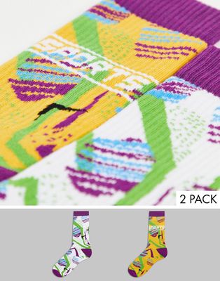 ASOS DESIGN graphic print retro sports socks in multicolor