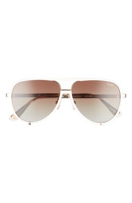 Quay Australia High Profile 56mm Polarized Aviator Sunglasses in White /Brown Polarized