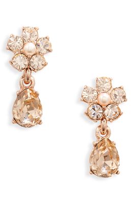 Marchesa Imitation Pearl Floral Drop Earrings in Rgld/Silk