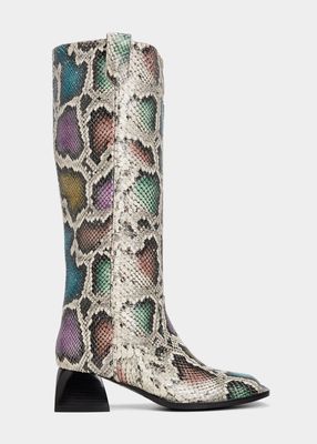 Bulla Stella Snake-Embossed Knee Boots