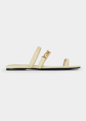 Croco Dual-Clasp Slide Sandals