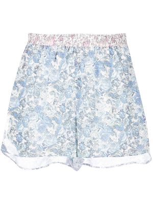 Giovanni Bedin floral-print silk shorts - Blue