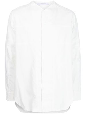 Julius collarless long-sleeve shirt - White