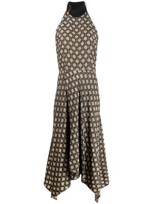 Shanghai Tang Xin Yi halterneck midi dress - Brown