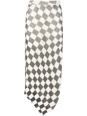 MM6 Maison Margiela checkerboard-pattern asymmetric skirt - Neutrals
