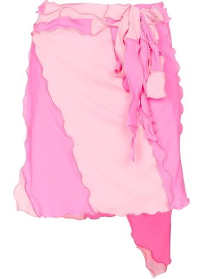 sherris patchwork wrapped mini skirt - Pink