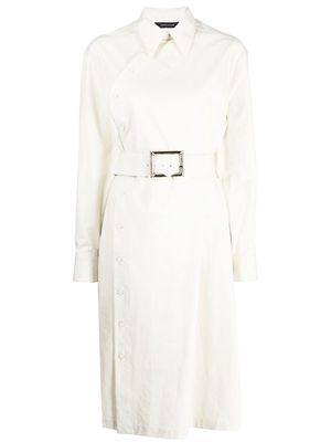 Shanghai Tang belted-waist shirt dress - White
