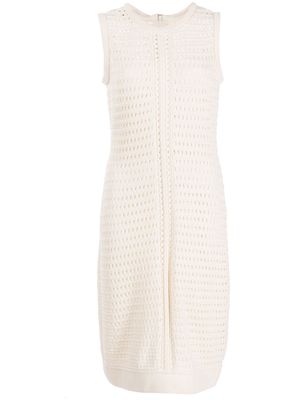 St. John open crochet knit mini dress - White
