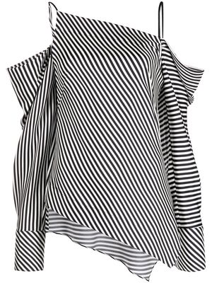 Monse Trippy stripe draped silk top - Black