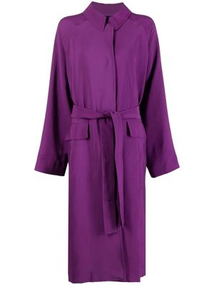 Shanghai Tang belted long trench coat - Purple