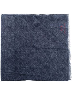 Armani Exchange frayed-hem cotton scarf - Blue