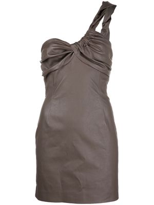 The Mannei one-shoulder leather dress - Brown