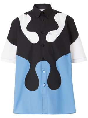 Burberry abstract-print button-down cotton shirt - Blue