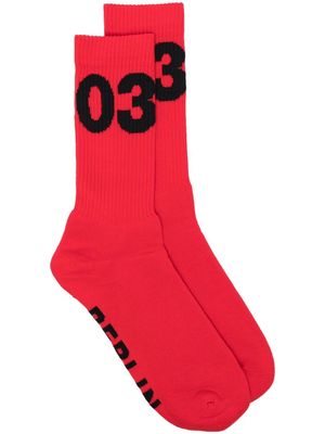 032c intarsia-knit ankle socks - Red