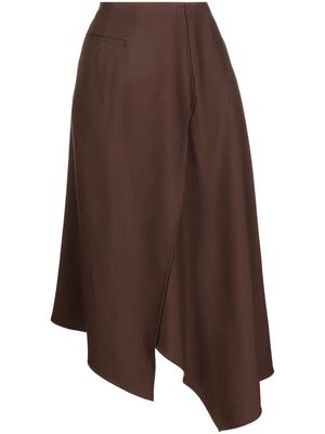 Shanghai Tang asymmetric midi skirt - Brown