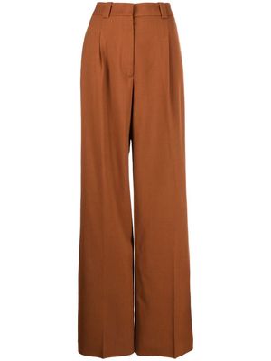 Shanghai Tang wide-leg high-waisted trousers - Brown