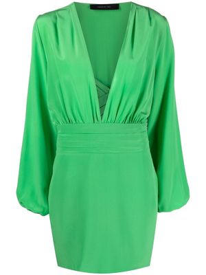 Federica Tosi plunge-neck silk mini dress - Green