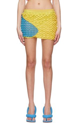Chet Lo SSENSE Exclusive Blue & Yellow Tidal Mini Skirt