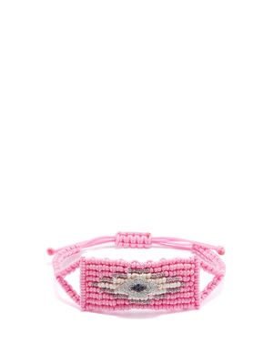Diane Kordas - Evil Eye Diamond, Sapphire & Woven-cord Bracelet - Womens - Pink Multi