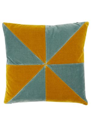 Christina Lundsteen - Suki Triangle Cotton-velvet Cushion - Womens - Blue Multi