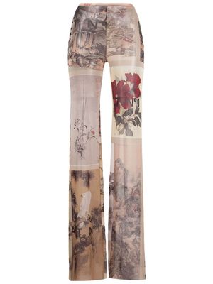 Act N°1 graphic-print high-waisted trousers - Neutrals