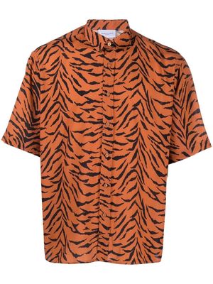 Family First tiger-print short-sleeve shirt - Orange