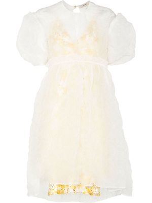 Brøgger Ada puff-sleeves crinked dress - White