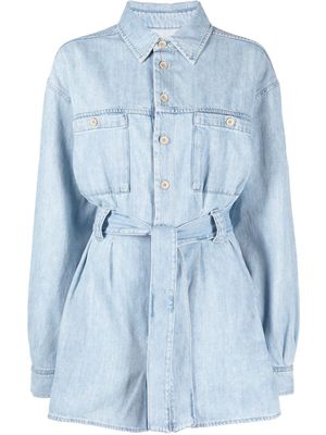 Made in Tomboy belted denim shirt playsuit - Blue