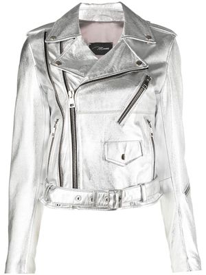 Manokhi metallic multi-pocket biker jacket - Silver