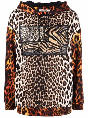 Roberto Cavalli leopard-print hoodie - Black