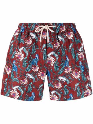 PENINSULA SWIMWEAR floral-print drawstring-waist swim shorts - Brown