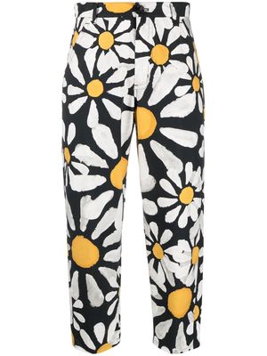 Marni daisy-print cropped trousers - Black