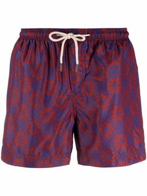 PENINSULA SWIMWEAR geometric-pattern swim shorts - Red