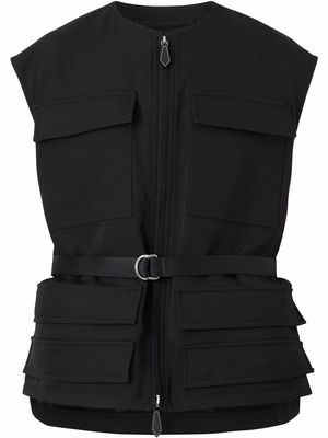 Burberry belted wool utility gilet - Black