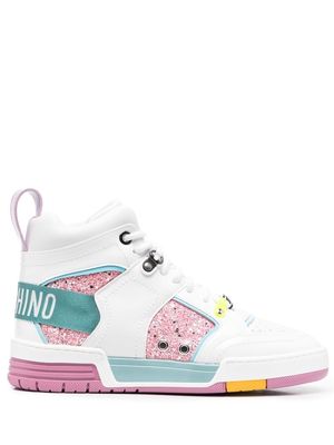 Moschino colour-block high-top sneakers - White